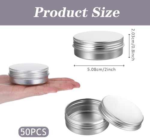 50-Pack Silver 1 Oz Aluminum Tin Jars with Screw Lids