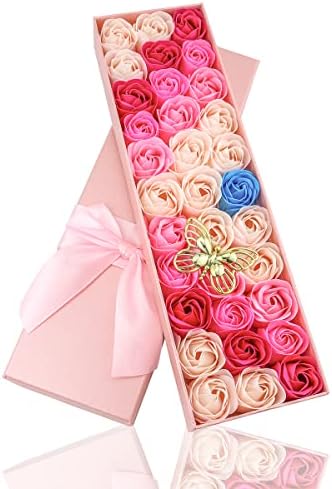 JIALEEY 33 PCS Rose Scented Bath Soap Set with Pink Gift Box
