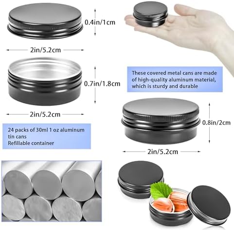 MotBach 24 Pack 1 Oz Metal Tin Jars with Screw Lid
