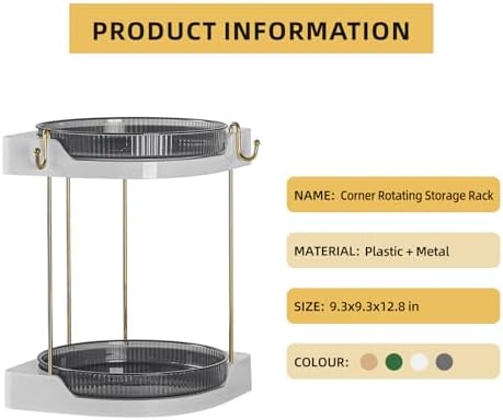 Corner Bathroom Organizer Rotating Shelf for Skincare Makeup Vanity
