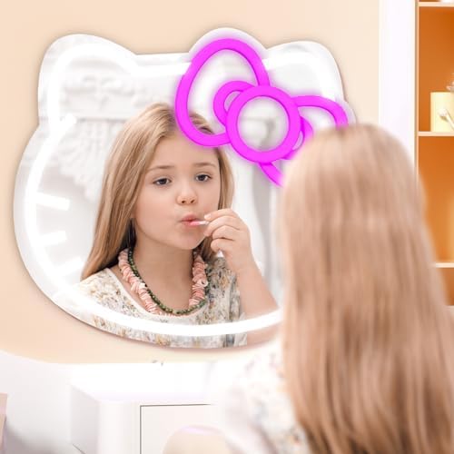 Neon Cat Wall Mirror with Lights and USB Power