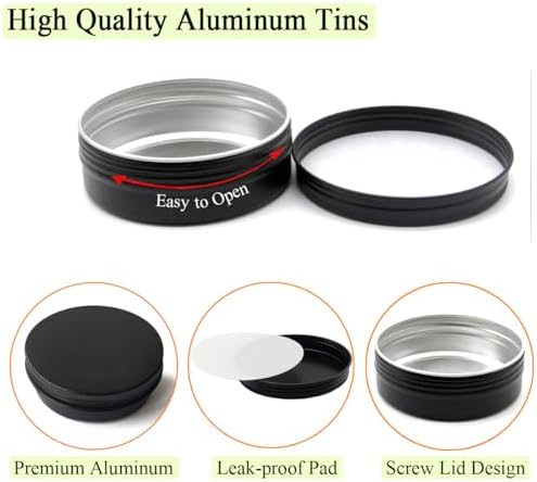 6 Pack 100ml Aluminum Tin Jars with Screw Cap