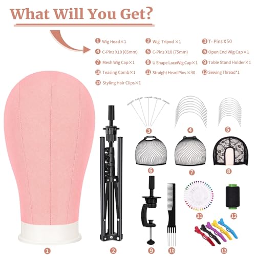 Beauty Star 63 Inch Tall Wig Stand Tripod with 22 Inch Mannequin Head