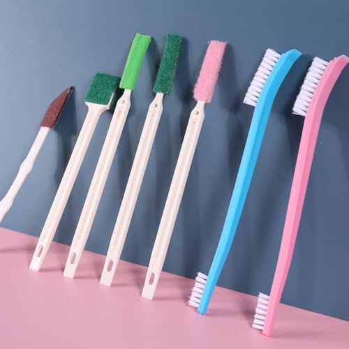 7pcs Long Handle Tile Cleaner Brush Set for Bathroom and Cleaning Tools