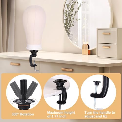 PWEOUKE 23 Inch Wig Stand Tripod with Head Set