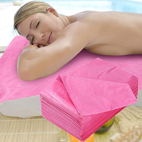 Uralili 200 Piece Disposable Non Woven Massage Table Sheet Set - Pink