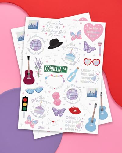 XO Fetti Eras Birthday Temporary Tattoos 50 Iridescent Styles