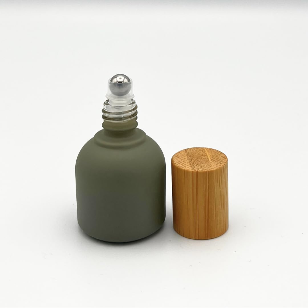 10ml Glass Roller Bottles with Bamboo Cap and Stainless Steel Ball