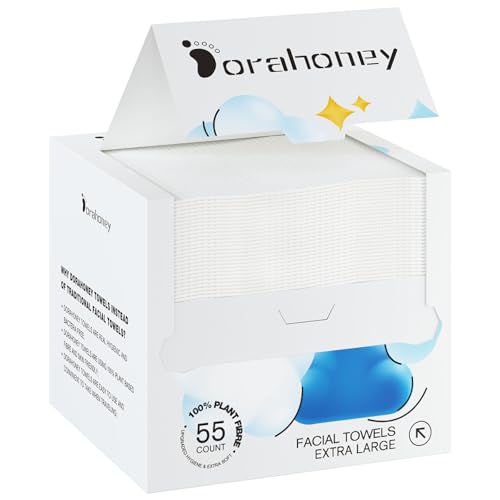 Dorahoney Disposable Face Towels 12x12 55 Count