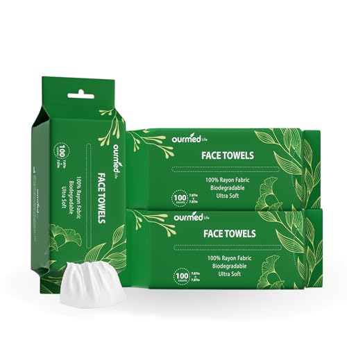 Ourmed Life Face Towels - 300 Count Biodegradable Face Cloths for Sensitive Skin