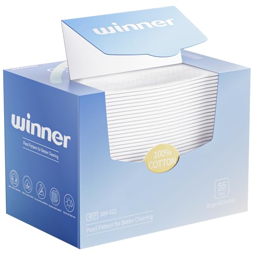 Winner Ultra Soft Biobased Facial Towelettes 55 Count Disposable for Sensitive Skin