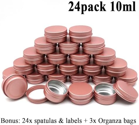 24 Pack Matte-Pink Aluminum Tin Jar for Cosmetics