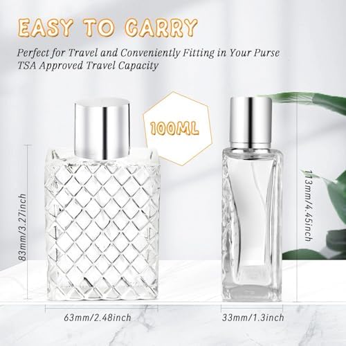 6 Pack Refillable Spray Perfume Bottles 100ml Glass with Funnels and Droppers
