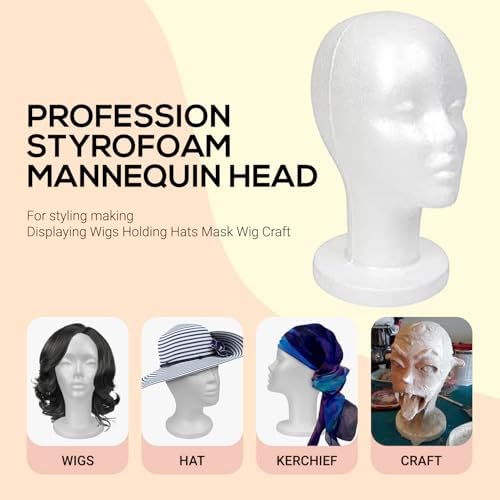 STUDIO LIMITED 114 Inch Styrofoam Mannequin Head 2 Pack