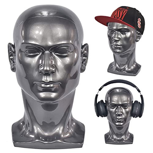 FLWAI Male Mannequin Head with Mount Hole Bright Grey
