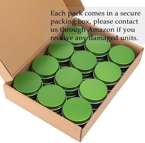 24 Pack 4oz Aluminum Tin Jars with Screw Lids and Blank Labels - Green