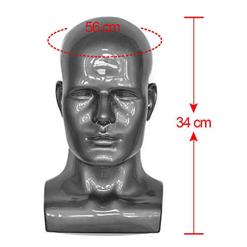 FanLin Professional Male Mannequin Head Display Stand Light Grey