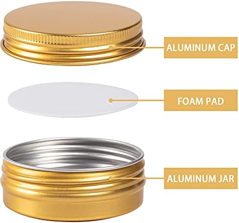 1 oz 30ml Gold Aluminum Tin Jar with Screw Lid Pack of 32