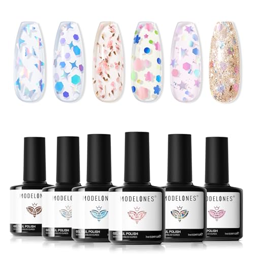 Modelones Glitter Gel Nail Polish Set 6 Colors