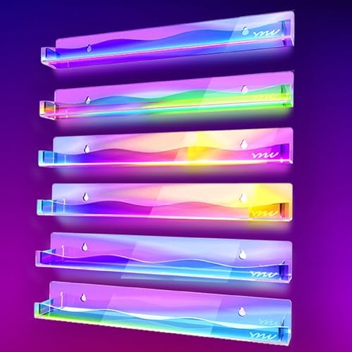 YMVV 15-Inch Wall Mounted Nail Polish Rack6 Pack Clear Rainbow Organizer