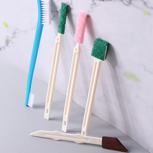 7pcs Long Handle Tile Cleaner Brush Set for Bathroom and Cleaning Tools