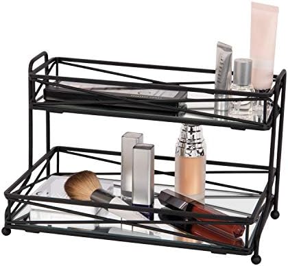 Home Details Mirrored Cosmetic Organizer 2 Tier Vanity Tower
