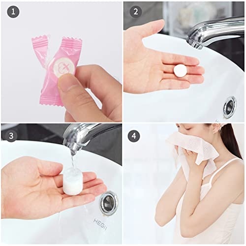 Classycoo 100pcs Cotton Compressed Face Towel Tablets Pink