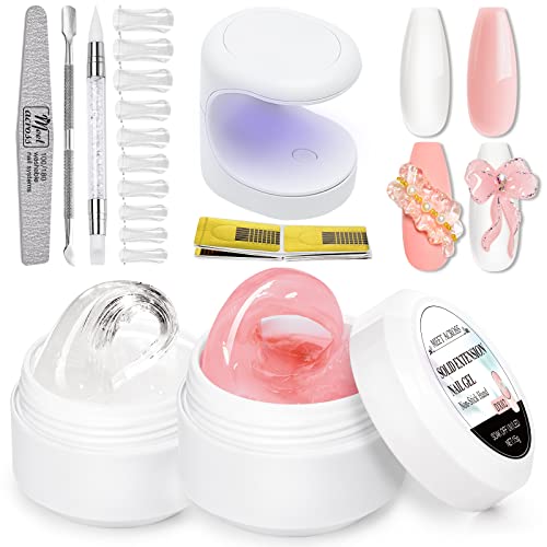MEET ACROSS Solid Gel Builder Kit 2PCS with Mini Lamp