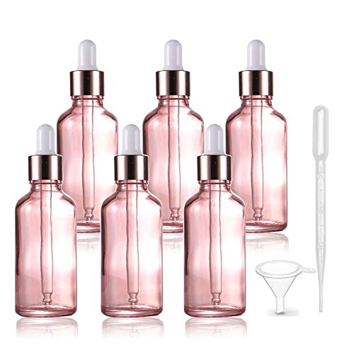 6 Pcs Pink Glass Dropper Bottles for Essential Oils