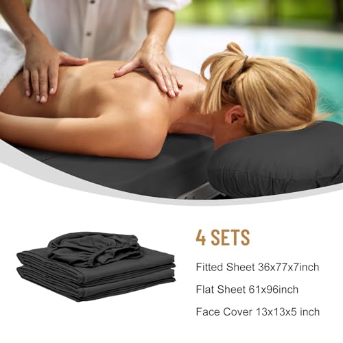 12 Pcs 4 Sets Microfiber Massage Table Sheet Set Black