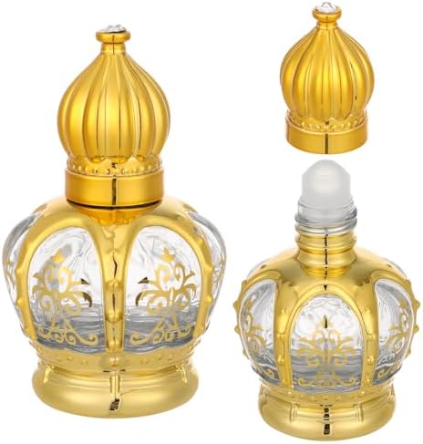2pcs Mini Arabic Crystal Glass Roller Bottles 15ml Gold Refillable