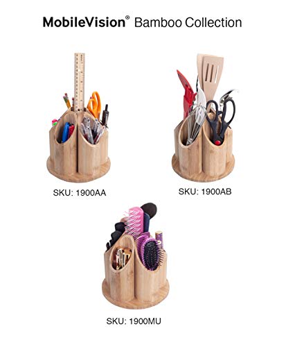MobileVision Bamboo Rotating Makeup Organizer 5 Sections