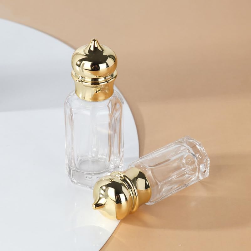 Mini Arabic Crystal Glass Roller Bottles 6ml Gold Refillable