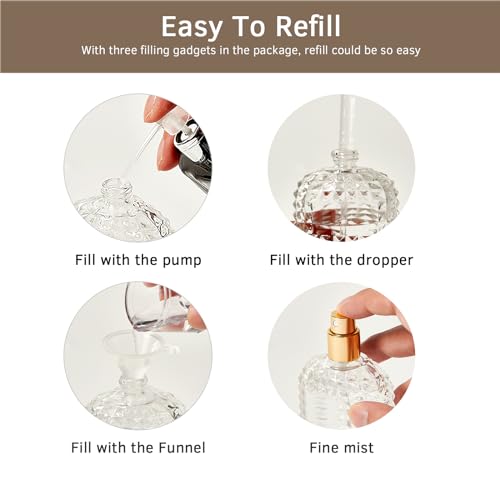 2 Pack 50ml Refillable Spray Perfume Bottles Clear Atomizer with Gold Silver Finish