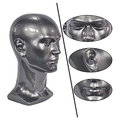 FLWAI Male Mannequin Head with Mount Hole Bright Grey