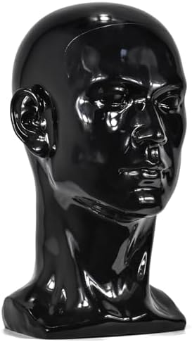 Fnnemg PVC Matte Black Male Mannequin Head Stand