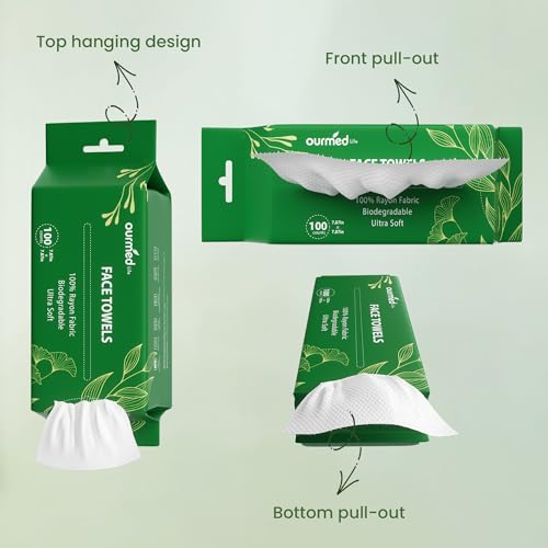 Ourmed Life Face Towels - 300 Count Biodegradable Face Cloths for Sensitive Skin