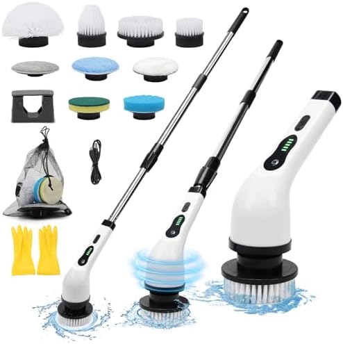 Sayene Electric Spin Scrubber with 9 Brush Heads and 3-Section Handle
