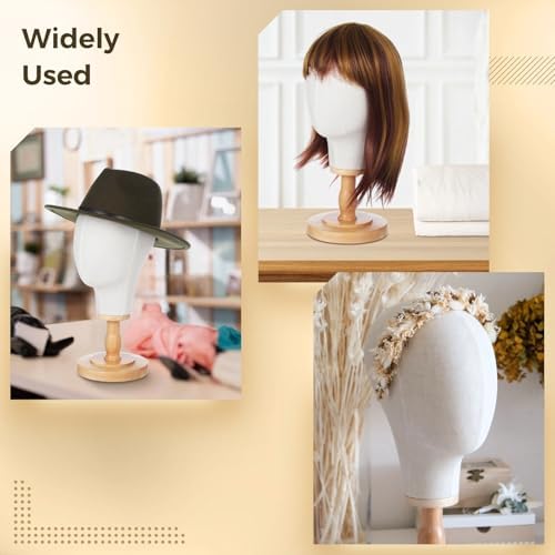 OMISTAR Wig Head Stand with Linen Cover Display Rack