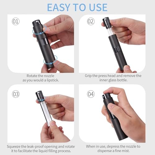 3Pcs 8ml Cologne Travel Bottle Refillable Perfume Sprayer Twist Up Bottle Black