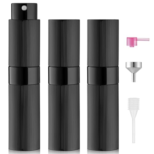 LISAPACK Perfume Travel Refillable Bottle 8ML Black Striped for Men and Women