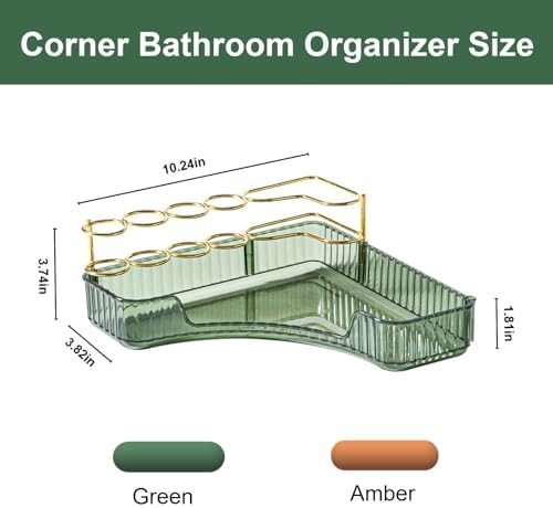 Makeup Organizer for Vanity Corner Storage Shelf Green