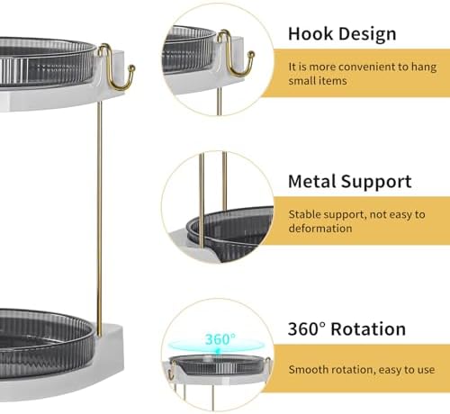 Corner Bathroom Organizer Rotating Shelf for Skincare Makeup Vanity