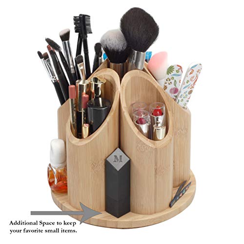 MobileVision Bamboo Rotating Makeup Organizer 5 Sections