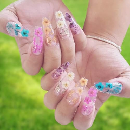 LPOne 60 Pcs 3D Dried Flowers Resin Nail Art Stickers
