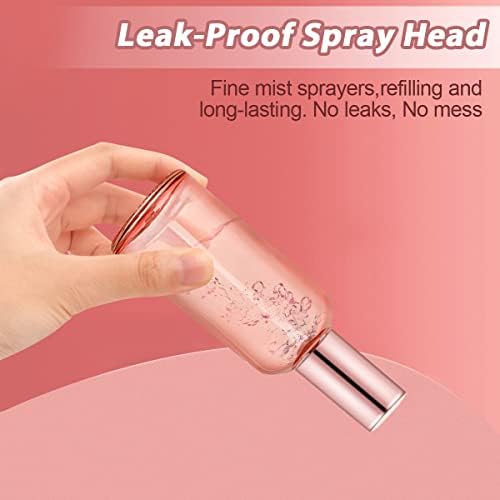 6 Pack 34 Oz Pink Glass Spray Bottles - Rose-Golden Refillable Atomizers