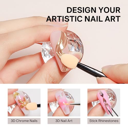 MIZHSE 3D Nail Gel Set with Chrome Powder for Nail Art