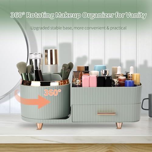 Molutsody Makeup Organizer with Drawers Green