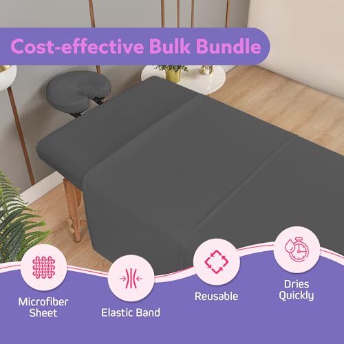 XOLLOZ Massage Table Sheets Set 4-Piece Gray Bundle