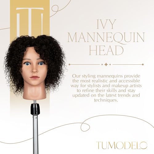 Tumodelo 8-10 Ivy Mannequin Head for Hair Training N2 Brown Black